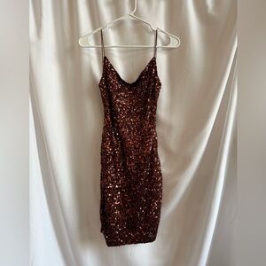 Elegant Sequin Dress in Rich Brown